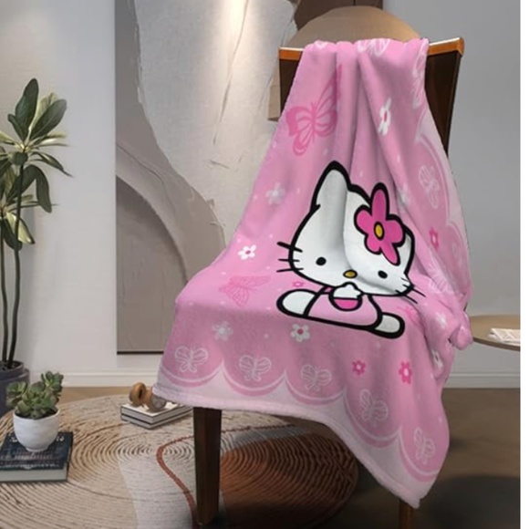 💕💕HELLO KITTY FLEECE BLANKET 60X50 - LIKE NEW💕💕 - Picture 2 of 10